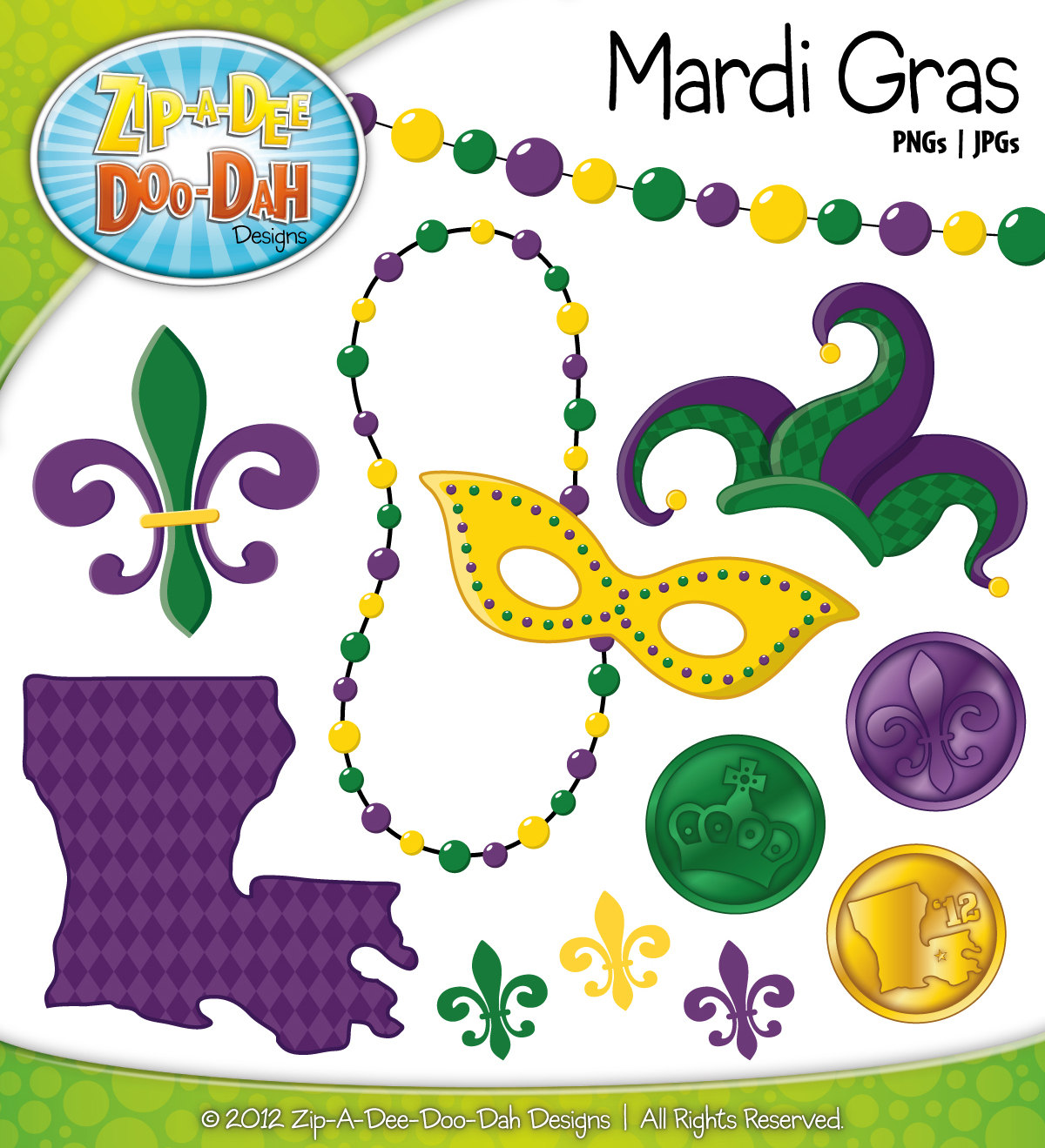 Mardi Gras Clipart Includes Beads Masks By Zipadeedoodahdesign