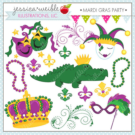 Mardi Gras Party Cute Digital Clipart For Card Design Scrapbooking