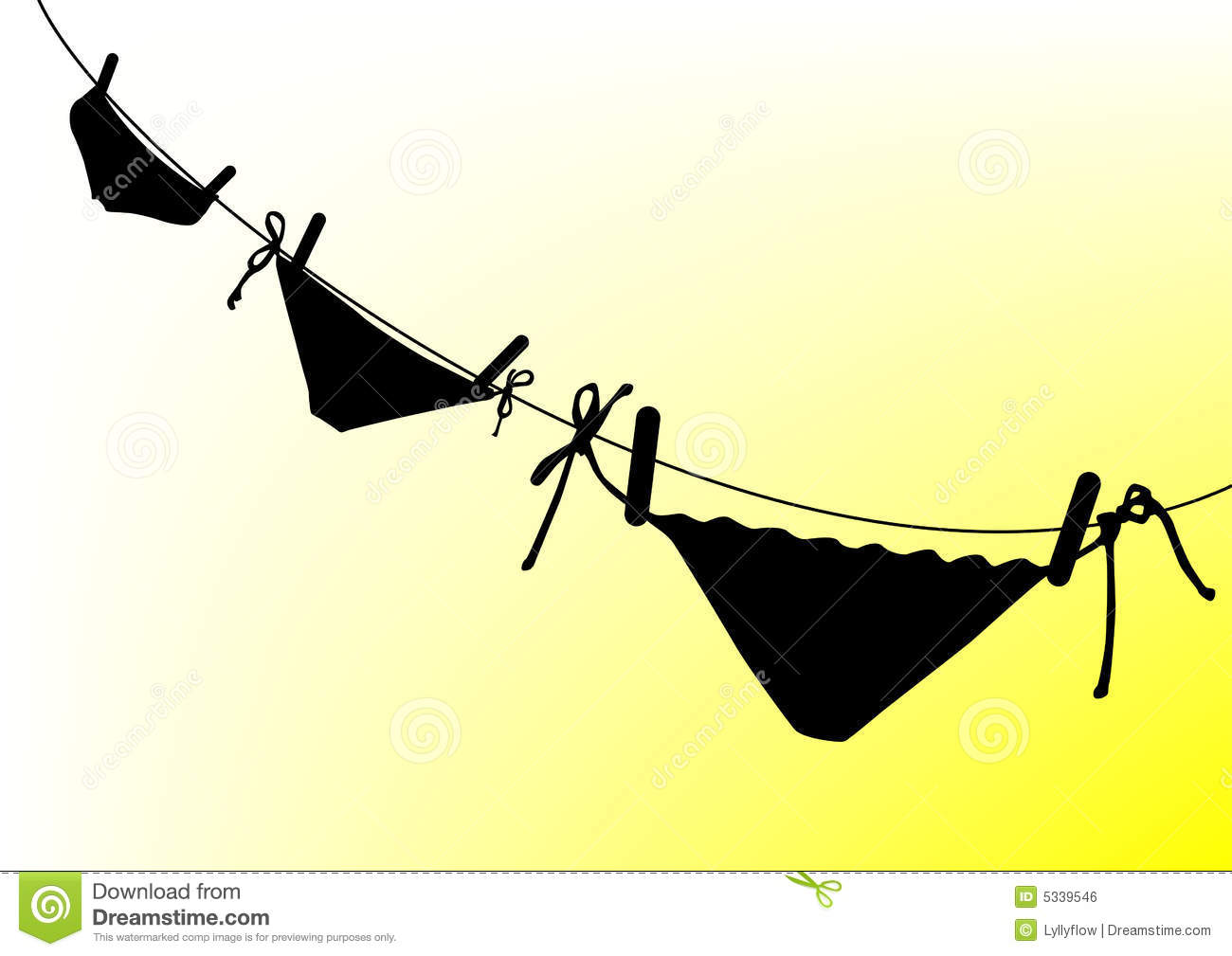 On A Washing Line To Dry Vector Illustration Pants Silhouettes