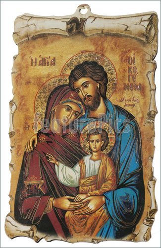 Pics Of Greek Icon    Greek Icon With Holy Family Isolated Over White