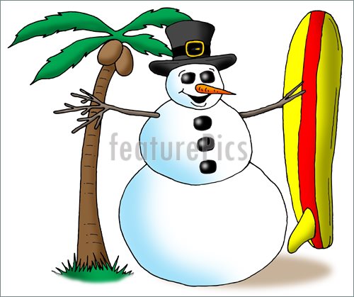 Snowman With Surfboard  Illustration  Royalty Free Illustration At