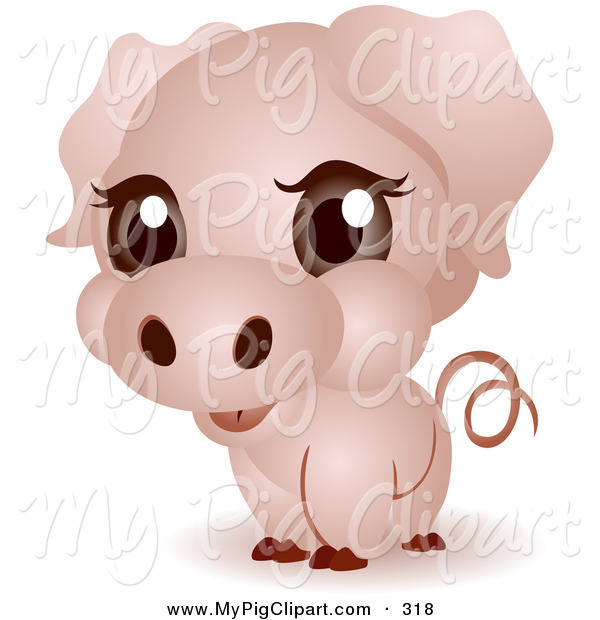 Swine Clipart Of A Adorable Big Head Pink Baby Piggy By Bnp Design