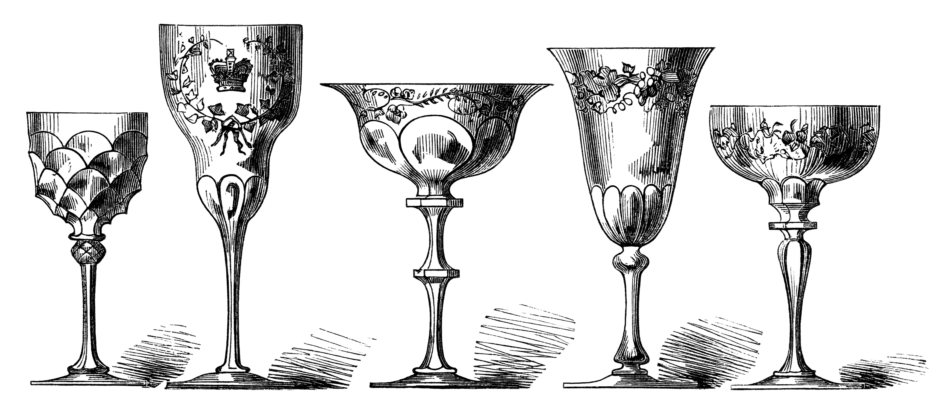 Vintage Wine Glass Clip Art Antique Wine Goblet Image Old Fashioned