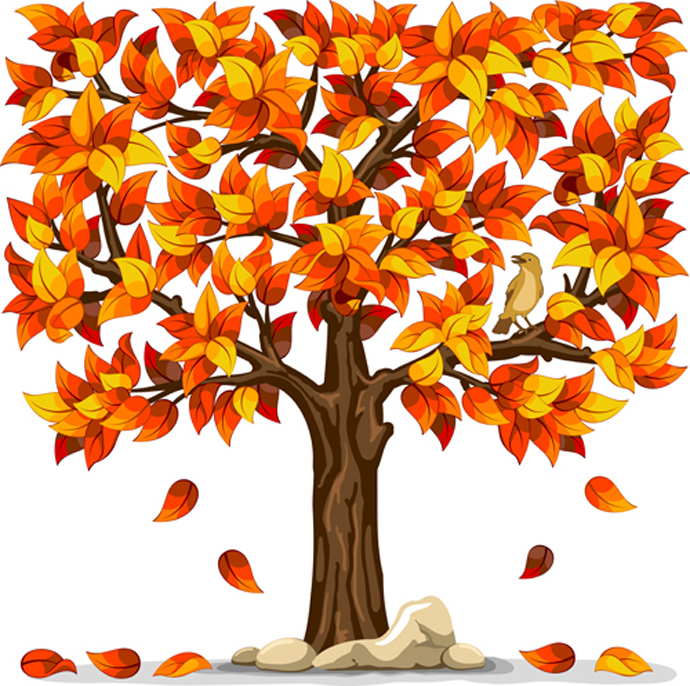 Autumn Tree Vector Art Illustration With White Background  There Is A