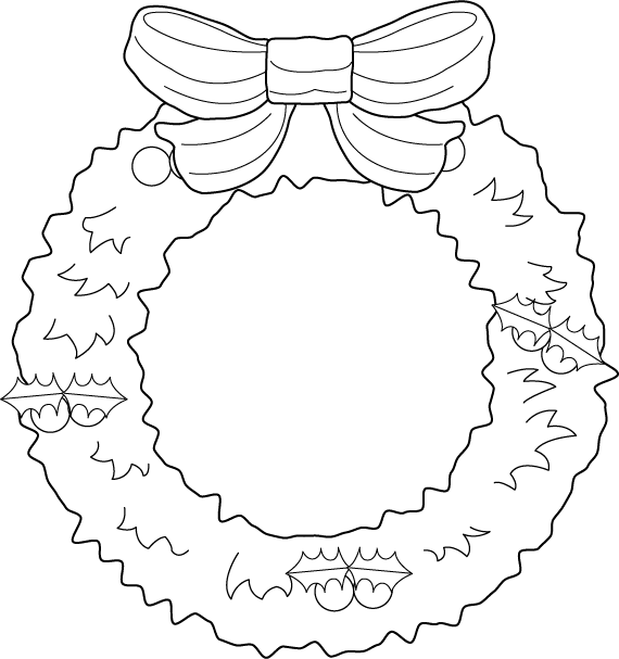 Black And White Christmas Wreath Clip Art Christmas Wreath  A Black