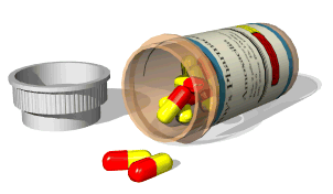 Black And White Syringe And Pill Bottle Clipart