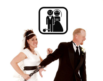 Bride And Groom Ball And Chain   D Ecal Sticker Vinyl Wall Home
