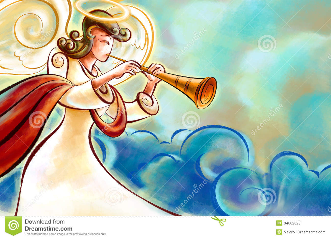 Christmas Angel Blowing A Trumpet Announcing The Birth Of Jesus  Room    