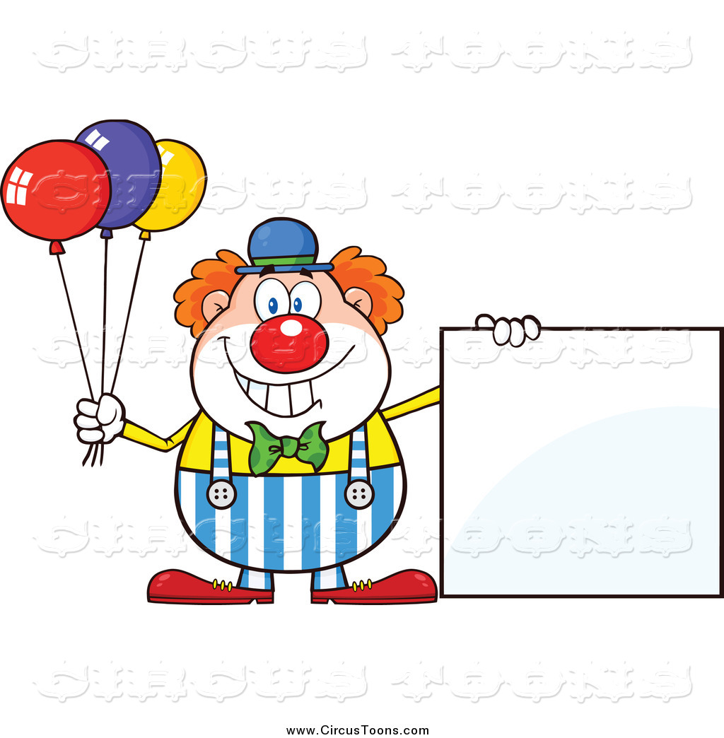 Circus Clipart Of A Happy Clown Holding Balloons By A Blank Sign By    