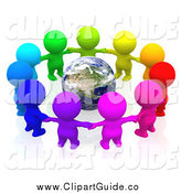 Clip Art Of A 3d Group Of Colorful People In A Circle Around Earth By