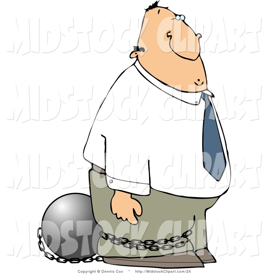 Clip Art Of A Convict Businessman Wearing A Ball And Chain By Djart