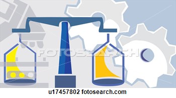 Clip Art Of Weighing Scales With Cogwheels In The Background U17457802    