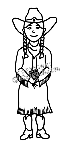 Clip Art  Western Theme  Cowgirl 2 B W   Preview 1
