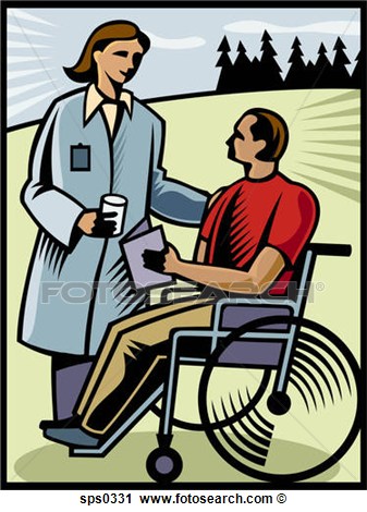 Clipart   A Doctor Talking To A Patient In A Wheelchair  Fotosearch