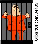 Clipart Illustration Of A Jailed White Man In Orange Clothes Behind