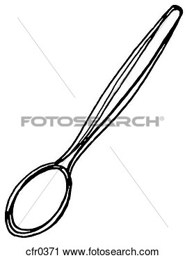 Clipart Of A Black And White Illustration Of A Spoon Cfr0371   Search