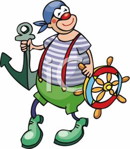 Clipart Picture  A Clown Pirate With An Anchor And A Wheel