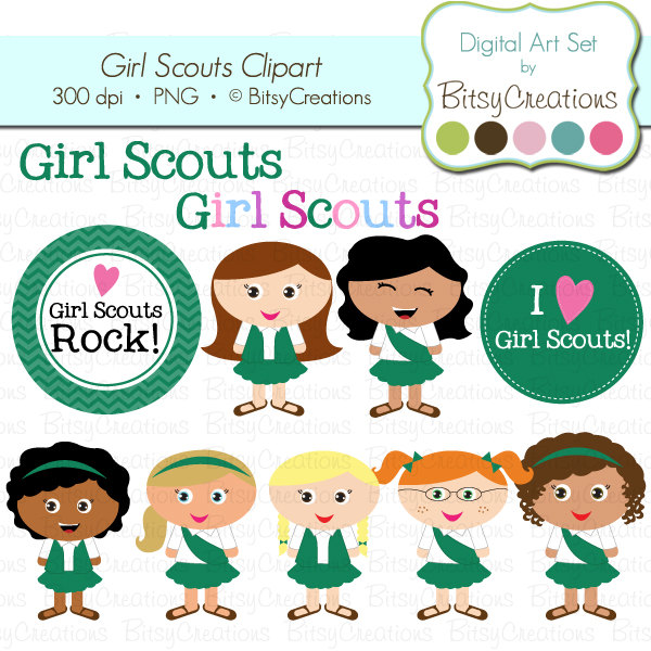 Daisy Girl Scout Clipart Black And White Girl Scouts Digital Art Set