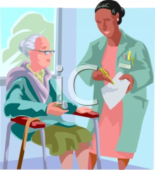 Doctor Talking To An Elderly Patient At A Nursing Home Clipart Image