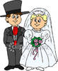     Dressed Up As A Bride And Groom   Royalty Free Clipart Picture