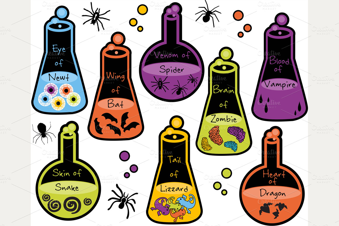 Halloween Lab Flasks   Illustrations On Creative Market