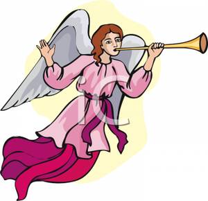 Herald Angel Blowing A Trumpet   Royalty Free Clipart Picture