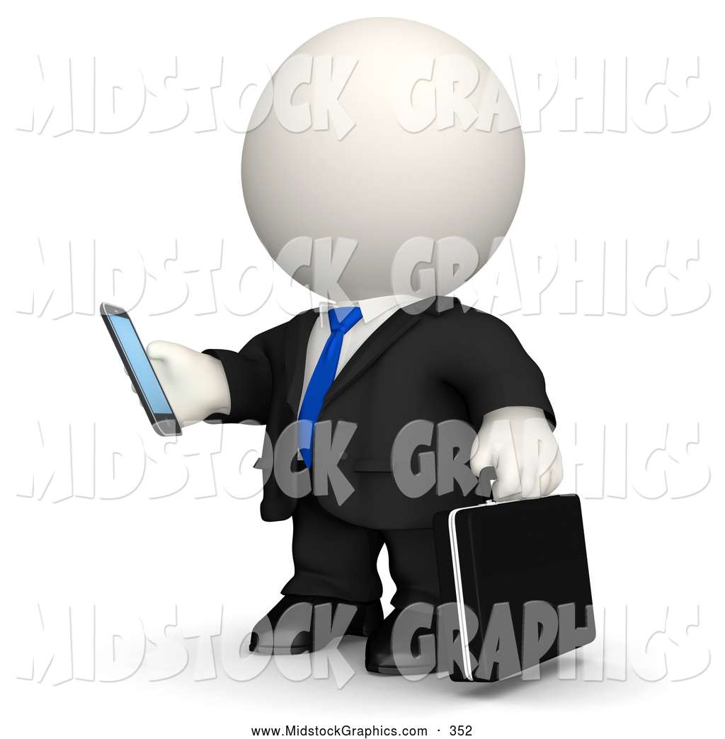 Larger Preview  Clip Art Of A 3d White Business Man Reading A Message