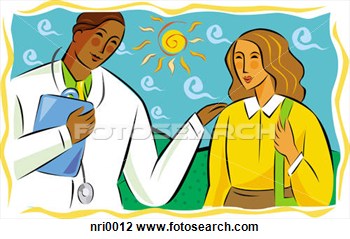 Male Doctor Talking To A Female Patient  Fotosearch   Search Clipart