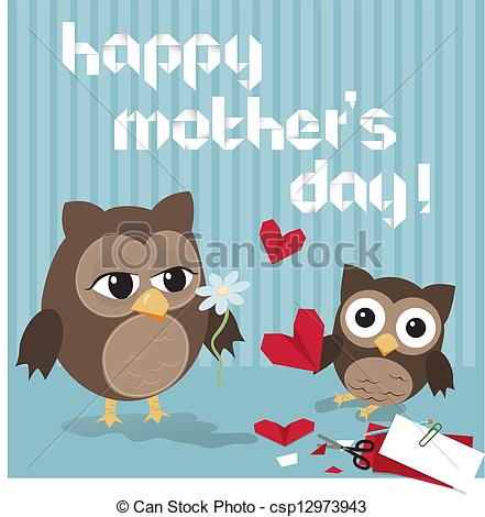 Mother S Day Owl Cute Illustration Of Happy Mother And Kid Owl