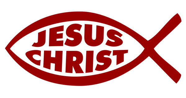 Original Christian Art  Jesus Christ Ichthus Fish Symbol In Dark Red