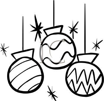 Picture Of Christmas Ornaments In Black And White In A Vector Clip Art