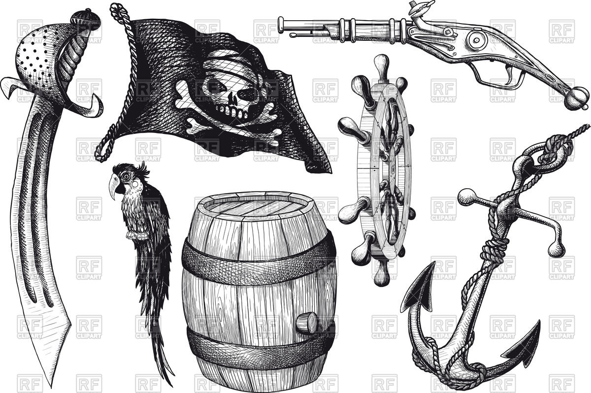 Pirate  Corsair  Attributes   Armament Parrot Wooden Barrel Flag    