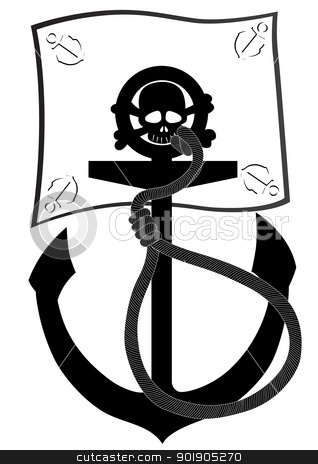 Pirate Flag And Anchor Stock Vector Clipart Ships Anchor And Pirate