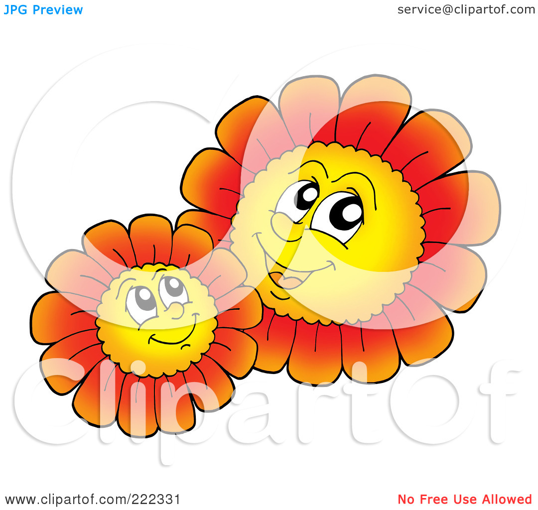 Royalty Free  Rf  Clipart Illustration Of Red Daisy Characters By