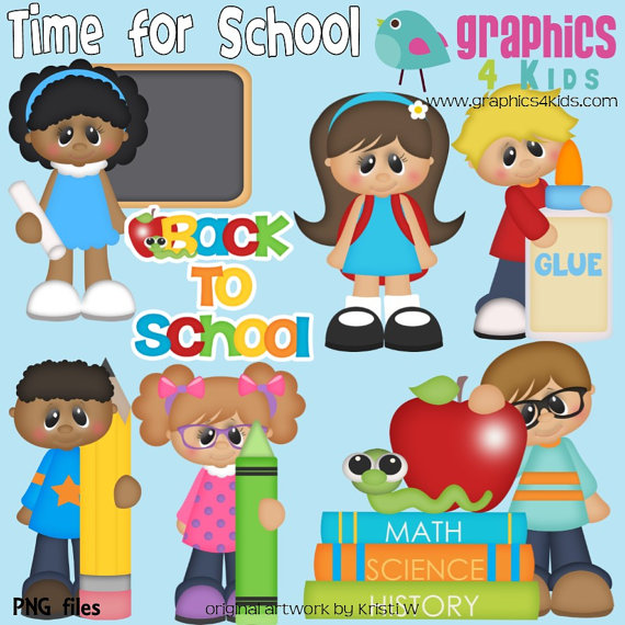 Time For School Digital Clipart   For Scrapbooking Party Invitations