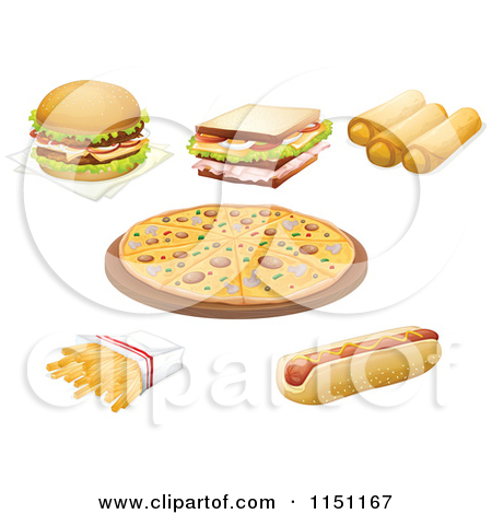 1151167 Clipart Of Fast Foods Royalty Free Vector Clipart Jpg