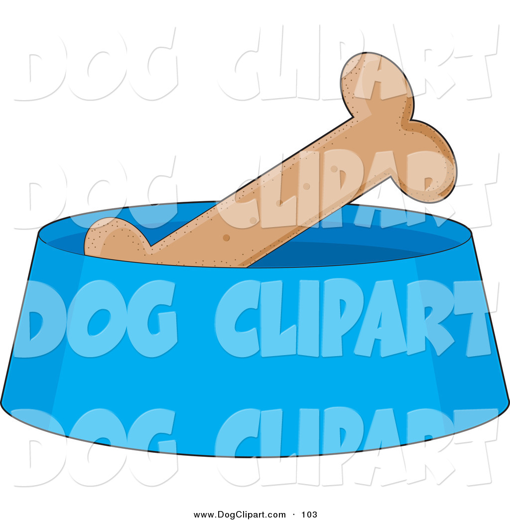 Art Of A Crunchy Dog Bone Biscuit In A Blue Dog Dish Waiting For A Dog