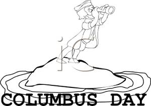 Black And White Columbus Day Commemorative   Royalty Free Clipart