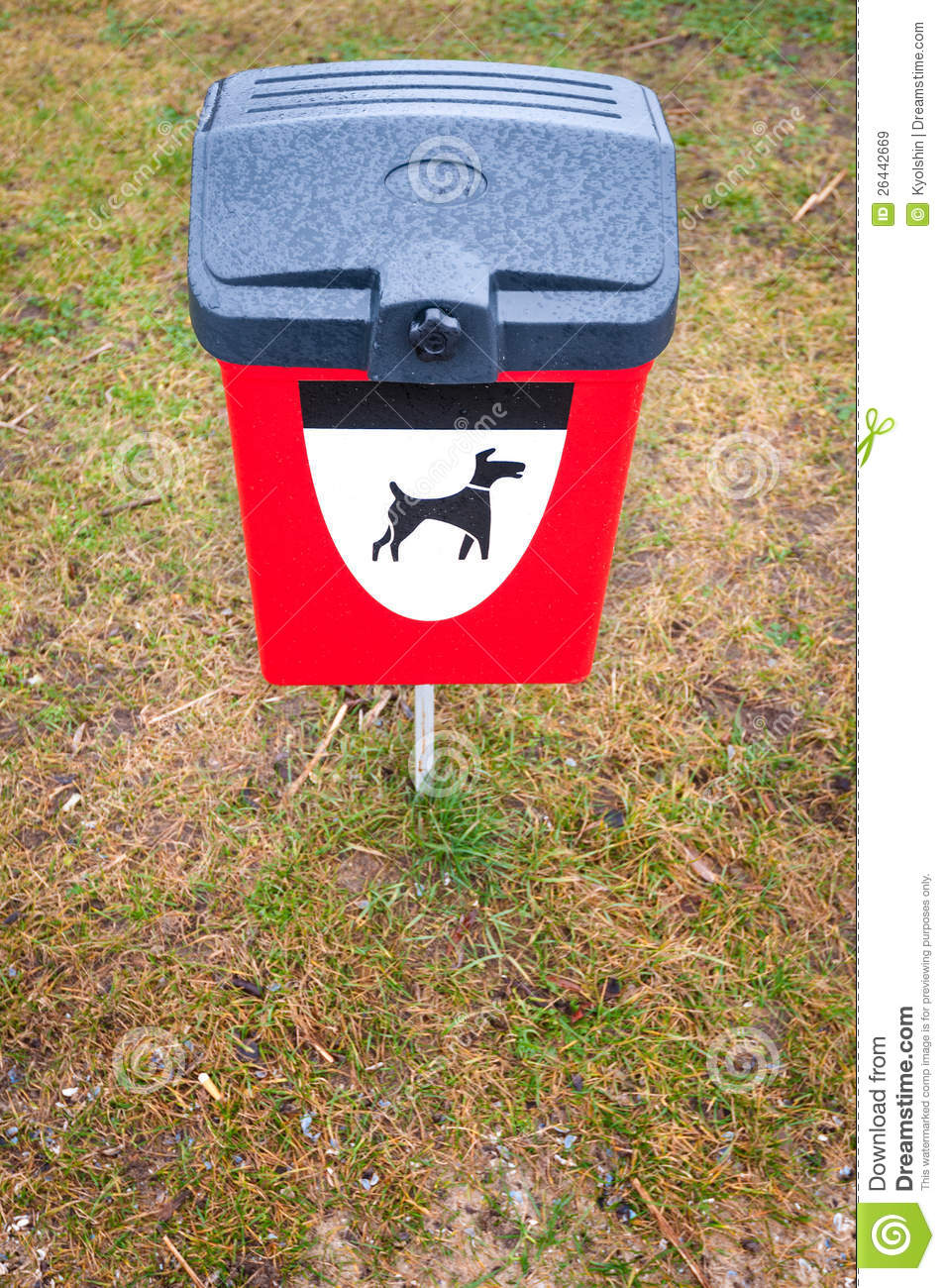 Black And White Dog Symbol On It  Bright Red Box For Animals Waste