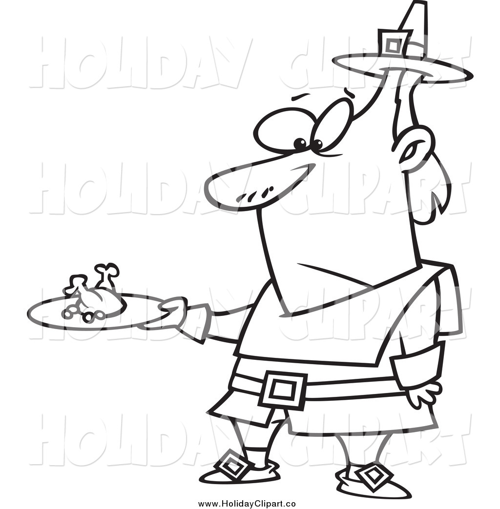 Black And White Pilgrim Man Carrying A Meagre Meal