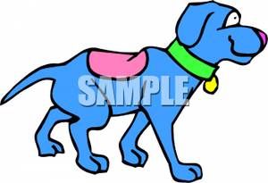 Blue Cartoon Dog   Royalty Free Clipart Picture