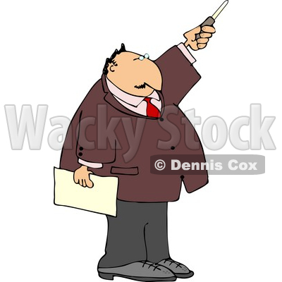Businessman During A Presentation Pointing A Pointer Stick Clipart