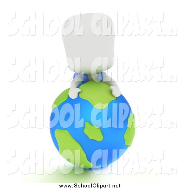 Clip Art Of A 3d White School Boy On A Globe By Bnp Design Studio