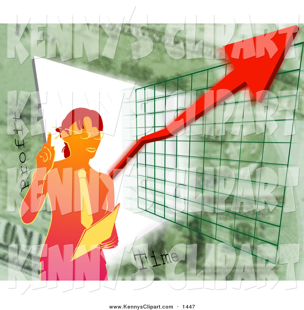 Clip Art Of A Successful Businesswoman Standing By A Graph During A