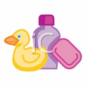 Clipart Image Of A Rubber Ducky With A Bottle Of Shampoo And A Bar Of    