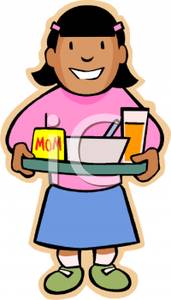 Clipart Picture  A Smiling Girl Bring Her Mother Breakfast In Bed On