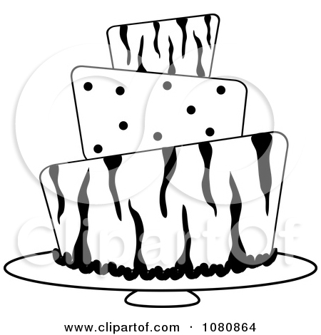 Clipart Round Black And White Three Tiered Funky Zebra Print And Polka