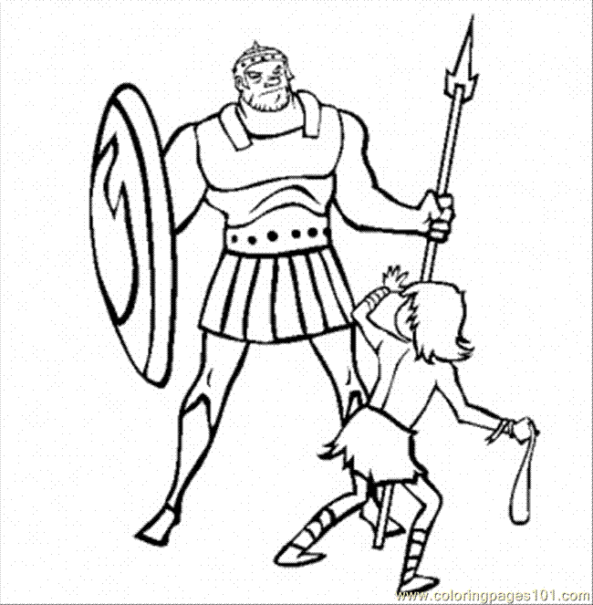 Coloring Pages David And Goliath Fighting  Other   Religions    Free