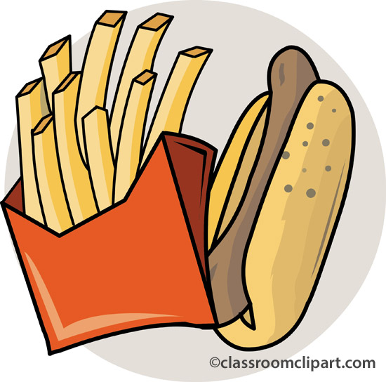 Fast Food Clipart   Hot Dog Fries 1201 06   Classroom Clipart