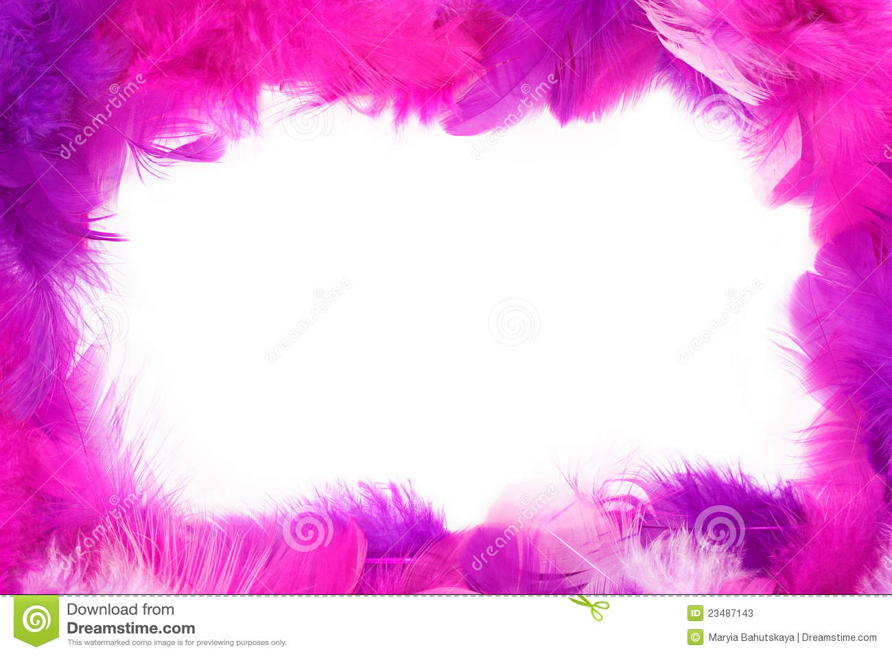 Frame Made Of Pink Feathers Isolated On White